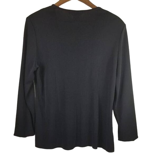 Exclusively Misook Black Animal Print Trim Cardigan Sweater M - Picture 3 of 4